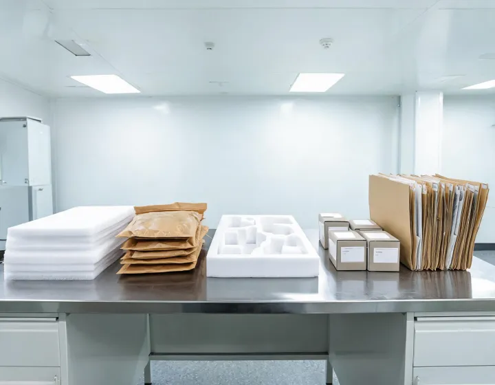 Protective packaging review bench